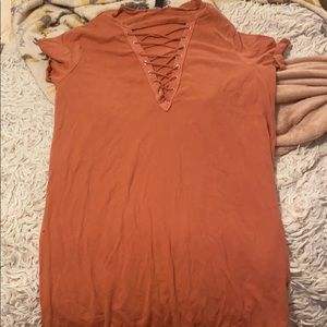 Vneck laced up mini dresss